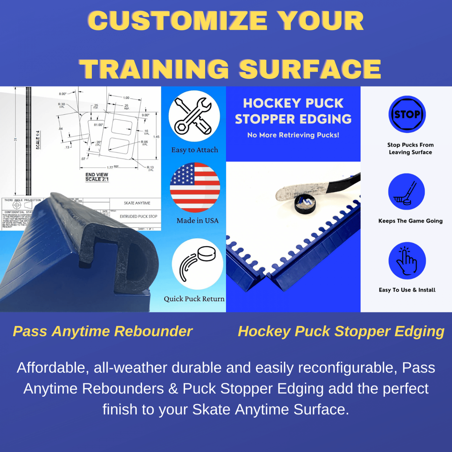 Skate Anytime Deluxe Starter Kit 6'x10' Synthetic Ice For Hockey