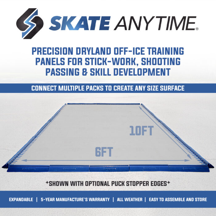 Precision Dryland Hockey Tiles – Passing Lane Zone (20 panels, 60 sq ft) – Non-Skateable Off-Ice Training Panels for Shooting, Passing & Stickhandling – Expandable - Gray