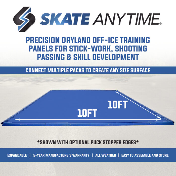 Precision Dryland Hockey Tiles – Shooting Zone (36 panels, 100 sq ft) – Non-Skateable Off-Ice Training Panels for Shooting, Passing & Stickhandling – Expandable - Blue